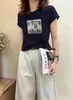 Camiseta de Algodão Canelado Guangzhou Treze Fábricas 220g para Mulheres, Direto da Fábrica, Top de Manga Curta Slim Fit, Exclusivo de Verão Atacado