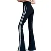 2026 Pantalones Finos de Mujer para Primavera y Otoño de Cintura Alta con Control de Abdomen, Rayas Laterales, Ligeramente Acampanados, con Efecto Drapeado, Pantalones Tiburón
