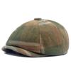 Boina de cuadros otoño e invierno hombre sombrero cálido hacia adelante sombrero de boina a cuadros de lana sombrero de repartidor de periódicos octogonal británico sombrero de pintor mujer