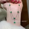 Venta al por mayor de fábrica pequeña batata plata s925 incrustada con material natural peligroso jade verde Yang cadena diseño pequeño y fresco mujer