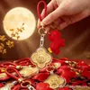 Llavero de Cuatro Hojas Dorado Oro Puro 999 Cantidad mínima de pedido 1 pieza Palabras Auspiciosas Colgante Dorado Regalo Venta al por mayor Cantidad mínima de pedido 1 pieza