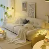 Sofá Nuvem Modelo Novo Moderno Minimalista Estilo Creme Sala de Estar Apartamento Pequeno Linha Reta Dois-Três Lugares Sofá Preguiçoso de Tecido