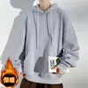 Sudadera con capucha de color liso para otoño e invierno para hombre, corte holgado, hombros caídos, manga larga, moderna, simple, versátil, estilo de pareja, top de moda de Hong Kong