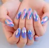 Set de Uñas Postizas de Moda de 24 Piezas Más Vendido Transfronterizo Estilo Hot Girl, Uñas Postizas Largas con Forma de Almendra Electroplateadas con Rombos 3D Venta al Por Mayor