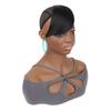 Peruca de senhora negra africana com franja lateral, aplique de cabelo, comércio exterior, peruca levemente cacheada yaki para senhora, franja