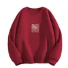 Sudadera de Forro Polar Roja para el Año del Caballo, Otoño e Invierno Espesa Versátil Holgada de Cuello Redondo para Hombre