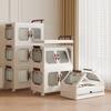 Gabinete de Almacenamiento Estilo Crema de Lujo Ligero Seleccionado Cuidadosamente con Ruedas, Gabinete de Almacenamiento Sin Instalación, Caja de Almacenamiento Gruesa de Múltiples Capas con Doble Puerta