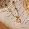 Popular Cadena Doble para Clavícula de Caballo con Piedra Natural Ojo de Tigre y Cuentas de Color Contrastante de Ainibeni, Collar de Moda y Versátil