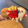 Muñeco de Peluche de Hamburguesa y Papas Fritas Colgante de Bolsa Lindo Muñeco de Pareja para Estudiantes Femeninas Llavero Colgante de Pan Tostado