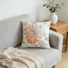 Funda de Cojín Estilo Nórdico Almohada de Yoga DIY Funda de Cojín Estampada de Comercio Exterior Europeo y Americano Floral para Sofá Extraíble y Lavable