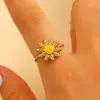 Anillo de Acero Inoxidable de Flor y Hoja para Mujer, Diseño Hueco Exagerado y Único con Rosa, Margarita, Girasol, Anillo para Dedo Índice de Mujer