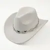 Sombrero Vaquero Occidental Versátil de Alta Gama Transfronterizo con Cadena de Turquesa, Moda Casual Retro Otoño e Invierno para Mujer