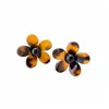 Brincos Pingente Flor Redonda Degradê de Resina Retrô para Mulheres, Brincos Estilo Melange, Brincos de Design de Nicho Atacado
