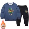 Conjunto de Suéter Grueso con Forro de Felpa para Niños Otoño e Invierno Niños Pequeños y Medianos Estilo Occidental Ropa Deportiva Casual para Niños Conjunto de Dos Piezas