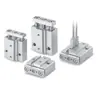 Cilindro pneumático miniatura SMC com haste de guia, série MGJ, equipado com 2 interruptores magnéticos, tubulação concentrada em uma área quadrada