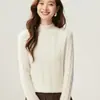 Bai Cai Rong Suéter de Punto de Cable de Cuerpo Entero de Cachemir Prenda Base para Mujer Manga Larga Cuello Medio Alto Holgado Cálido Agradable para la Piel