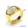 Estilo Francês Ins Nicho Moda Irregular Geométrico Incrustado com Concha Titânio Aço Anel Feminino Ouro 18k Joia de Alta Qualidade