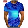 Camiseta Masculina de Manga Curta Estampada em 3D Geométrico Estéreo de Elo Grande Transfronteiriço Irregular Camiseta de Manga Curta Fabricante Masculino