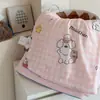Colcha de Verano Linda de Frijol de Dibujos Animados, Colcha de Verano de Algodón Tejido de Leche, Colcha Fresca de Seda para Aire Acondicionado, Colcha Delgada para Dormitorio de Estudiante