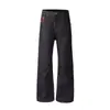 Pantalones de pierna recta microcampana negros sueltos pierna ancha hombres y mujeres Red Horse jeans de mezclilla cruda pantalones largos anfit
