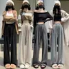 Pantalones Casuales de Pierna Ancha con Forro Polar de Corte Holgado para Mujer, Nuevos Pantalones Casuales de Invierno/Otoño de Cintura Alta Adelgazantes de Longitud Completa