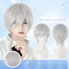 Peluca de Amazon para cosplay de anime, cabello sintético corto rizado de color recogido para hombres y mujeres, peluca de cabeza completa
