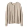 Cárdigan de punto para mujer Konsaini 100% cachemira de 7 puntos de 2 cabos plano para otoño e invierno con botones de cuello redondo