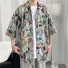 Camisa Floral Retrô Vintage Estilo Hong Kong Manga Curta Sanya Estilo Havaiano Design Camisa Solta Bonita para Homens e Mulheres