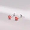 Pendientes Estilo Deportivo para Mujer Plata S999 de Moda Versátiles Circonita Geométricos de Cuatro Garras Clavos para Cartílago Auricular No Necesitan Desenroscarse al Dormir