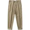 Overol estilo Hong Kong de otoño microelástico holgado recto pequeño pantalones casuales versátiles para hombre cómodos simples pantalones cortos de moda