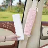 Almohadilla para cinturón de seguridad de coche de piel de conejo cepillada rosa decoración de cinturón de seguridad almohadilla de hombro de coche antideslizante de felpa