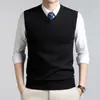 Colete Tricotado de Inverno 2026 Comércio Exterior Transfronteiriço Suéter Masculino Colete Masculino para Homens de Meia-Idade Suéter de Lã em Camadas para Homens