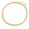 Collar Básico de Acero Inoxidable con Cruz Modelo Clásico Versátil Cadena de Corazón Broche de Nariz de Cerdo Chapado en Oro Real de 18K Collar Impermeable
