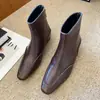 Botines 888-6 de Punta Cuadrada y Tacón Grueso para Mujer 2026 Otoño/Invierno Nuevos Versátiles Adelgazantes Chelsea Botines Simples de Moda