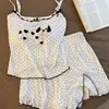 Pijama Fofo com Estampa de Cachorro de Bolinhas e Bojo para Mulheres, Camisola Shorts de Primavera Amiga da Pele para Relaxar, Tamanho Grande, Pode Ser Usado Fora de Casa, Conjunto