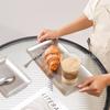 Bandeja pequeña retro cuadrada de plata esmerilada Qingfang, plato de almacenamiento de artículos diversos de acero inoxidable, estilo industrial, accesorios para fotografía de alimentos