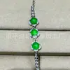 Pulseira de Jade Gelo de Alta Qualidade com Banhado a Prata e Luxuoso Cravejamento Total em Diamante, Pulseira em Formato de Cabaça, Joias de Jade Gelo de Alta Qualidade, Fonte de Suprimentos para Transmissão Ao Vivo