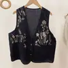 Novo Colete Bordado de Algodão e Linho Estilo Chinês, Moda Verão Nova Artístico Tendência Estiloso Sem Mangas Jaqueta para Mulheres