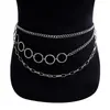 Joyería de Moda Transfronteriza Europea y Americana Anillo de Metal Multicapa Cadena Punk Cadena para la Cintura Cadena Corporal Elegante Simple Versátil para Mujer