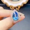 Anillo Popular de Topacio Natural al por Mayor de Fábrica Plata S925 Incrustado Piedra Principal 8*12 Joyería de Lujo Venta Directa de Fábrica
