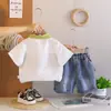 Conjunto de Camisa Estampada de Verano para Niños 2025 Nuevo Estilo de Verano Atractivo Dibujos Animados Manga Corta Conjunto de Dos Piezas para Niños Moderno
