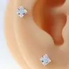 Venda Quente Transfronteiriça Brincos de Titânio F136 com Zircônia Cubo de Açúcar Unhas Lábio Quadradas Joias de Body Piercing em Liga de Titânio Unhas do Osso da Orelha