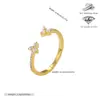 Moda Europea y Americana Versátil Plata de Ley S925 Microincrustaciones Forma de Cruz Flor de Cuatro Pétalos Marquise Abierto Anillo Apilable