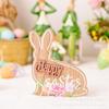 Conejo de Pascua Figura Decorativa de Conejo de Madera Rústico Granja Adecuado para Centro de Mesa de Fiesta Navideña Adorno Pintado