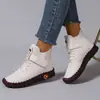 Zapatos de algodón de caña alta, zapatos casuales, forrados de felpa para invierno, cálidos, de suela suave, antideslizantes, zapatos elegantes para mujer, producto popular transfronterizo, hechos a mano con detalles cosidos