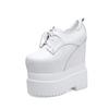 Zapatos Pequeños de Cuero Estilo Británico para Mujer, Nuevo Modelo de Primavera, Suela Gruesa Retro con Aumento Oculto de Altura de 18 cm, Zapatos de Salón para Mujer