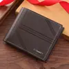 Carteira Curta Masculina Moda Jovem Couro Macio Horizontal Embossado Carteira de Grande Capacidade com Compartimentos Múltiplos para Cartões