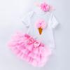 Traje de Falda de Seis Capas Estilo Haggit de Manga Corta Nuevo de Verano para Niñas Falda Tutú de Princesa Algodón de Alta Calidad Moda Ropa para Niños de 0 a 2 Años