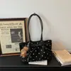 Bolsa Tote Feminina Tendência 2026 com Bolinhas Retro de Grande Capacidade, Laço Casual para o Dia a Dia, de Ombro/Axila