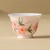 Taza de Té Flor de Durazno Pintada a Mano de Fábrica Rosa Melocotón Cerámica Pequeña Taza de Té para Beber Té de Alto Nivel Set de Té Kung Fu Taza de Maestro Taza Individual